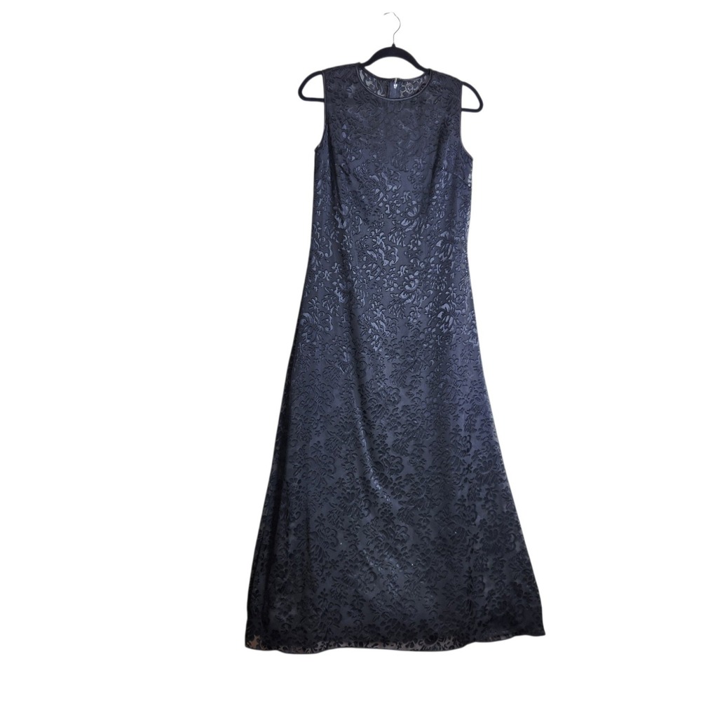 Scott McClintock Black Burnout Floral Maxi Dress Sleeveless Gown Size 10 13387